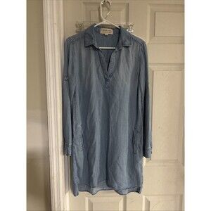Cloth & Stone Denim Color Shirt Dress Size Xsmall Long Sleeve Pull Over